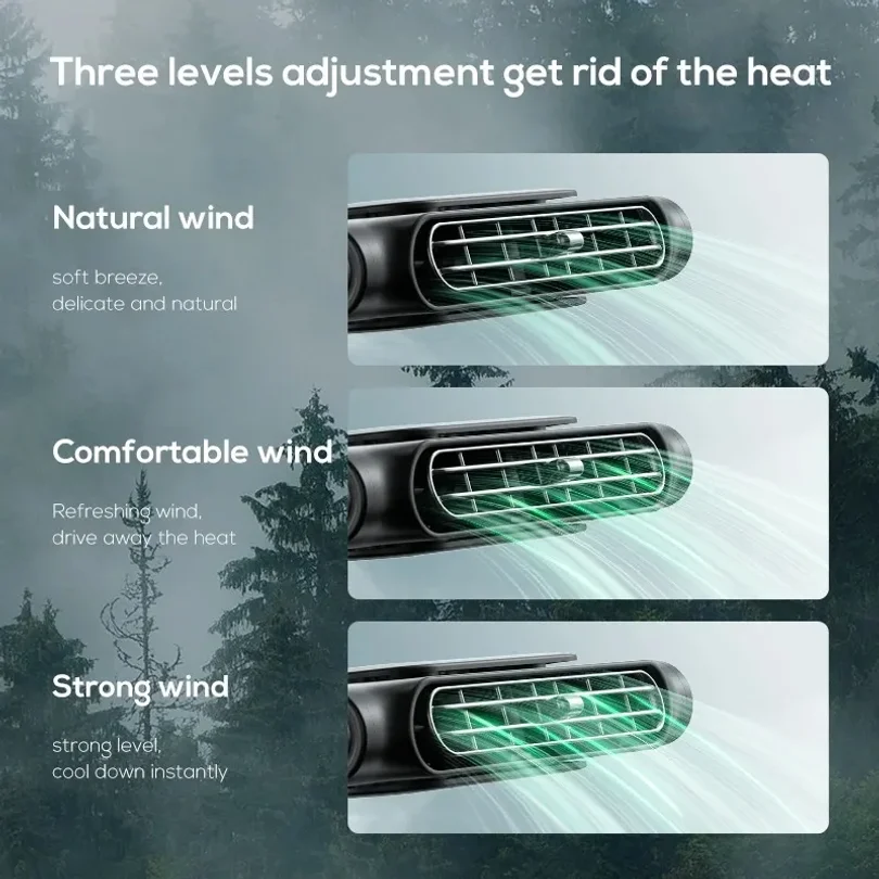 Car Seat Fan Front Rear Seat Headrest Cooling Air Fan Large 3000mAH Battery Refrigeration 3 Speed independent switch Car Interio