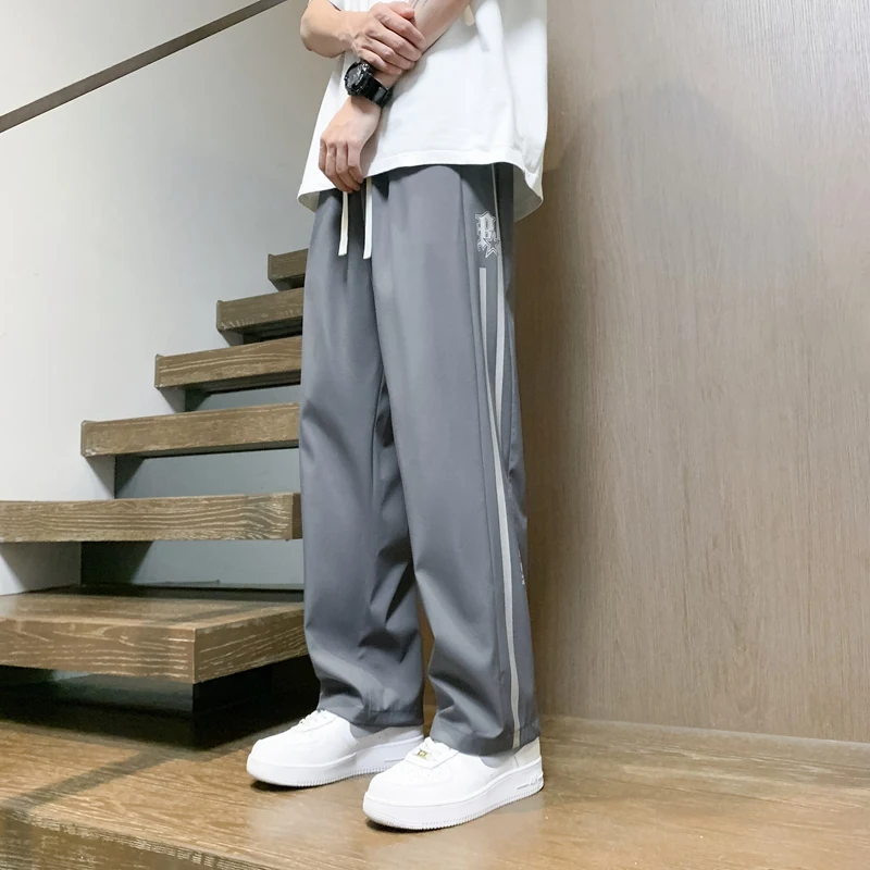 Pantalon léger et fin à rayures pour hommes, Streetwear d'été, Mode coréenne, Décontracté, Hip-hop, Rétro, Pantalon de jogging, Nouveau