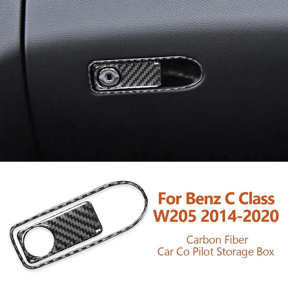 

For Mercedes Benz C Class W205 2014-2020 Carbon Fiber Car Co Pilot Storage Box Handle Decorative Stickers Interior Accessories