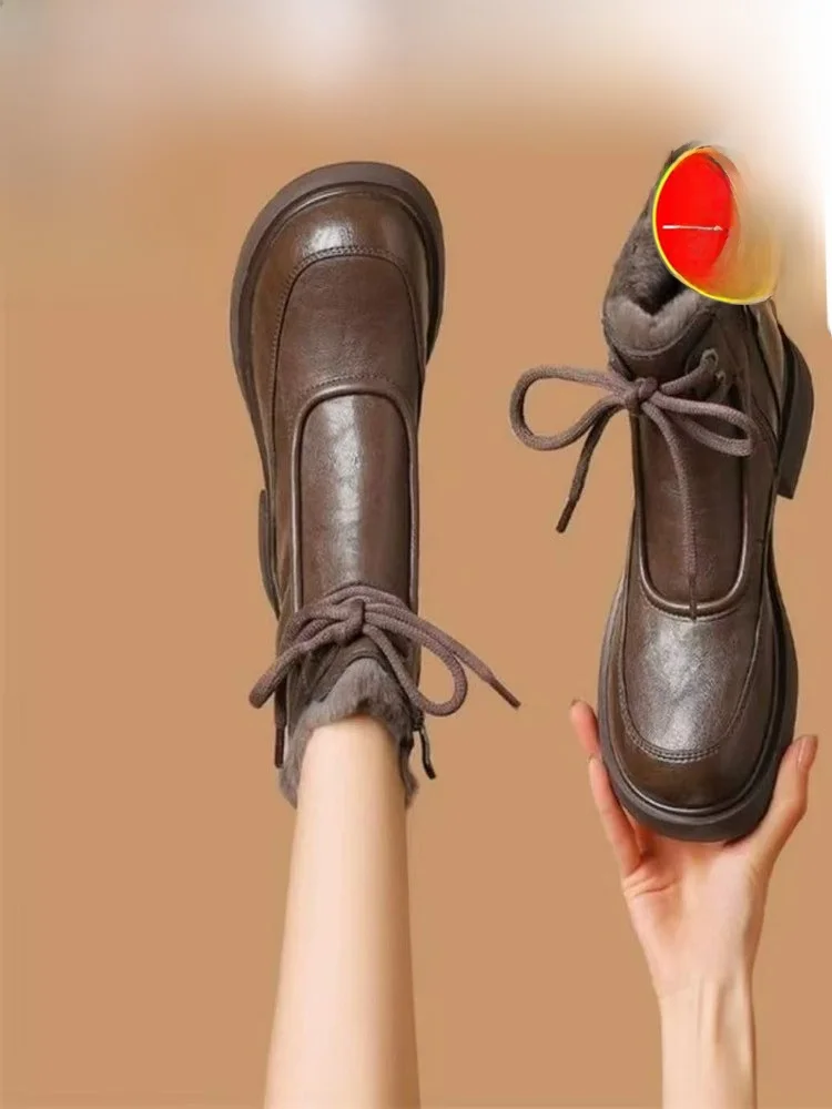 

Женские ботинки, зимние бархатные теплые женские зимние ботинки на тонком каблуке, хлопковые ботинки, водонепроницаемая платформа ort Tube