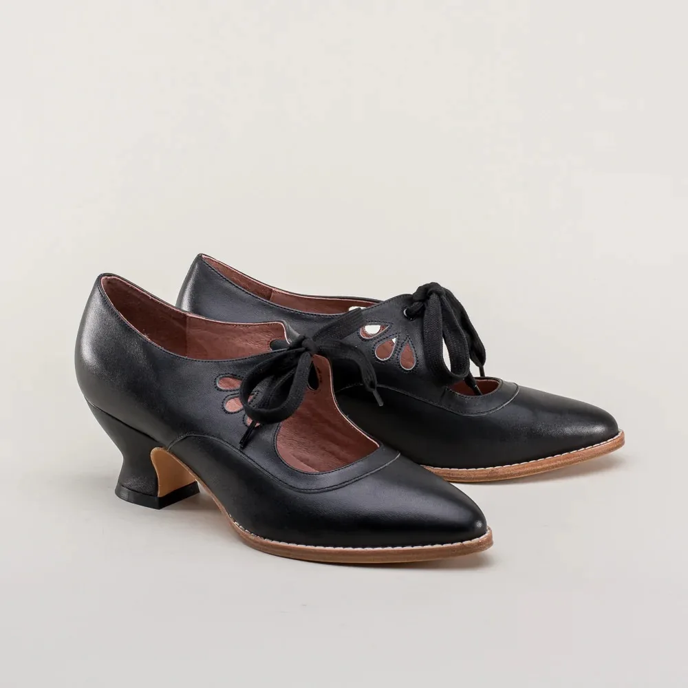 Mary Jane-Zapatos de tacón bajo con cordones para mujer, calzado de tacón bajo, estilo Retro, estilo Derby, con ala de mariposa, talla grande 43