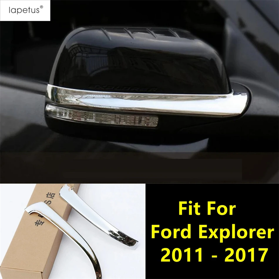 

2PCS Side Rearview Mirror Strip Protection Decoration Molding Cover Trim ABS Chrome Accessories For Ford Explorer 2011 - 2017