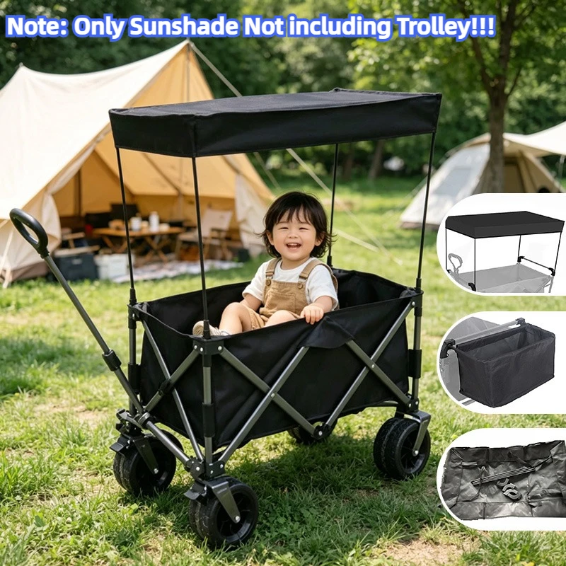 2Size Outdoor Removable Awning Canopy for Wagon Attachment Sun Shade Cover for Trolley Cart Tube PE Cloth Sun Shelters