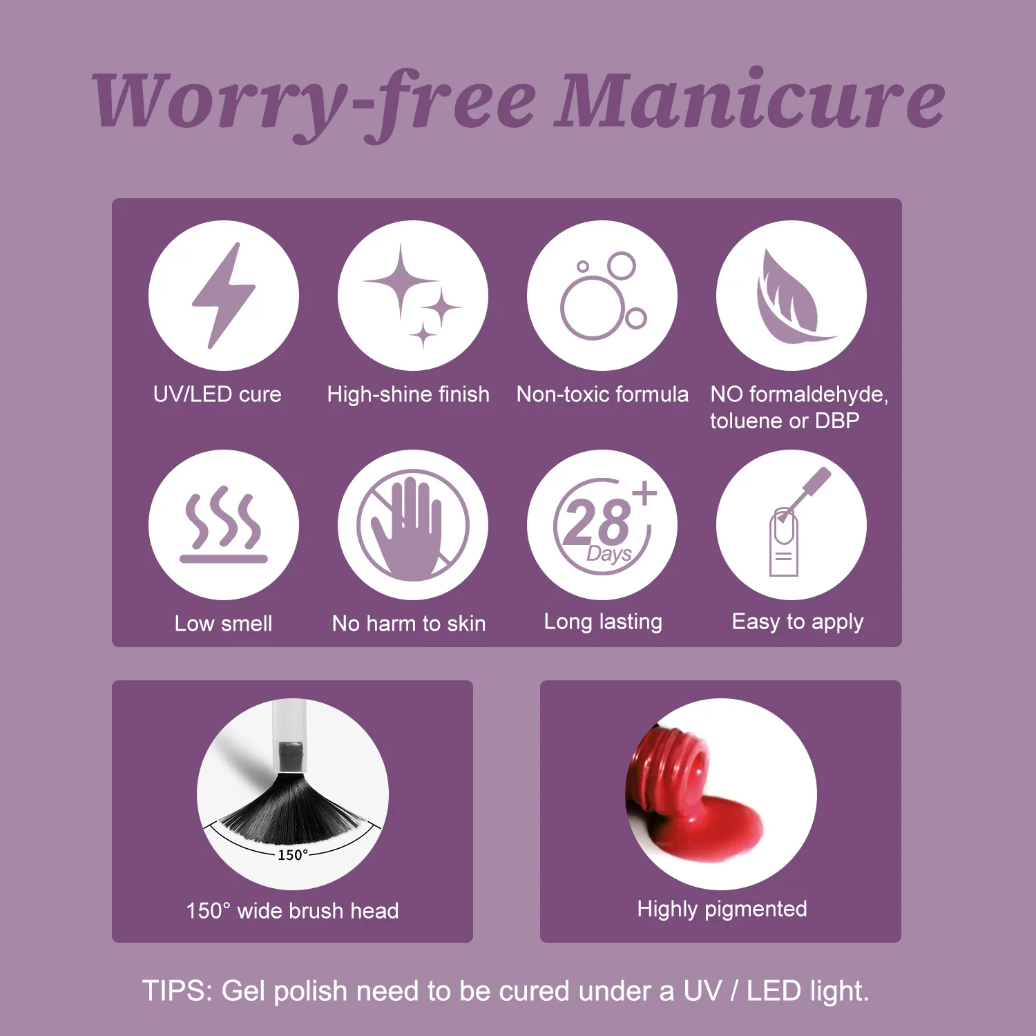 4x12ml Gel Nail Polish Kit, 4 Colors Dark Red Purple Brown Glitter Pink Soak Off UV LED Nail Gel Set for Salon Manicure Nail Art