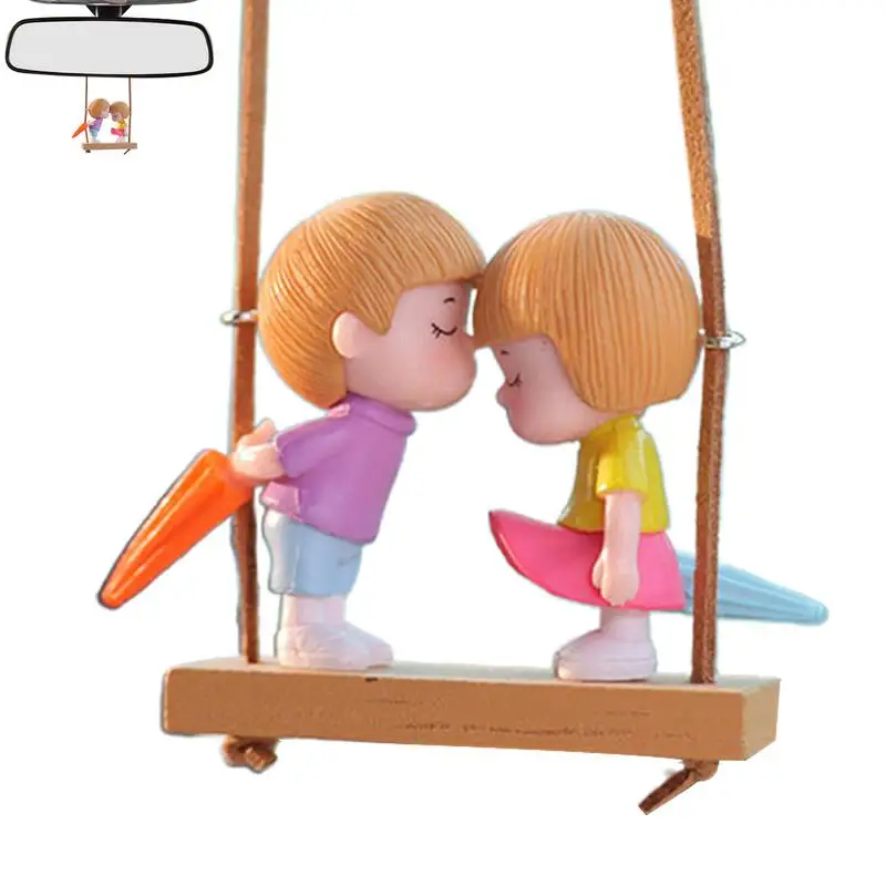 Couple Car Rear View Charm Cartoon Boy And Girl Lovers Rear View Decor Rear View Decor Cute Swinging Couple Lovers Charm For Men