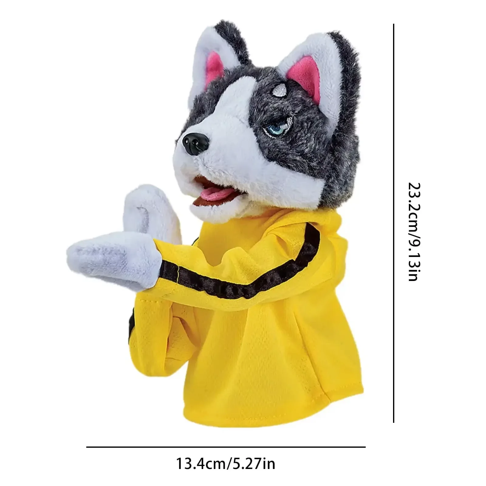 2025 juguete de animales de Kung Fu, guantes de Husky, muñeca, juego para niños, juguetes de peluche, marioneta de mano interactiva de boxeo Husky, juguete con sonidos