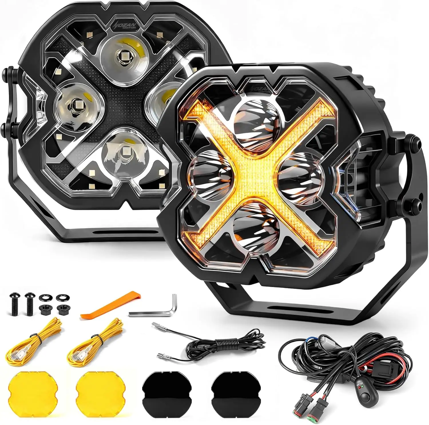 

6 In LED Pod Lights White and Amber DRL Offroad Side Shooter Light Super Bright Off Road Light for SUV UTV ATV (Smoky X-DRL)