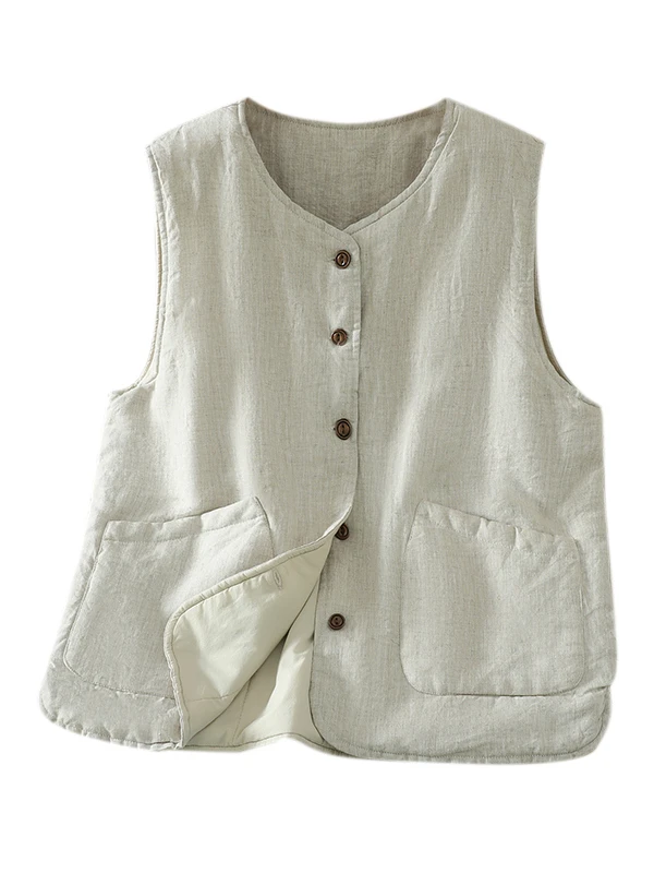 Retro casual algodão colete jaet feminino thiened quente ort sle commute sle cor pura inverno nova chegada