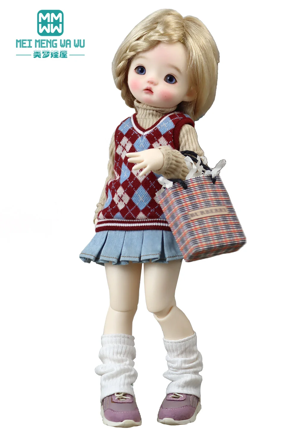 nini Doll Clothes Fashionable plaid vests, denim skirts Fits 30cm 1/6 BJD YOSD MYOU Doll Toys Gift