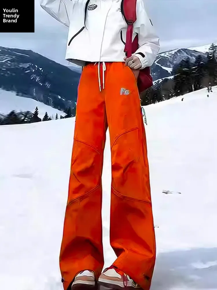 

Мужские зимние брюки для активного отдыха с водоотталкивающей и ветрозащитной пропиткой, прямые, повседневные...