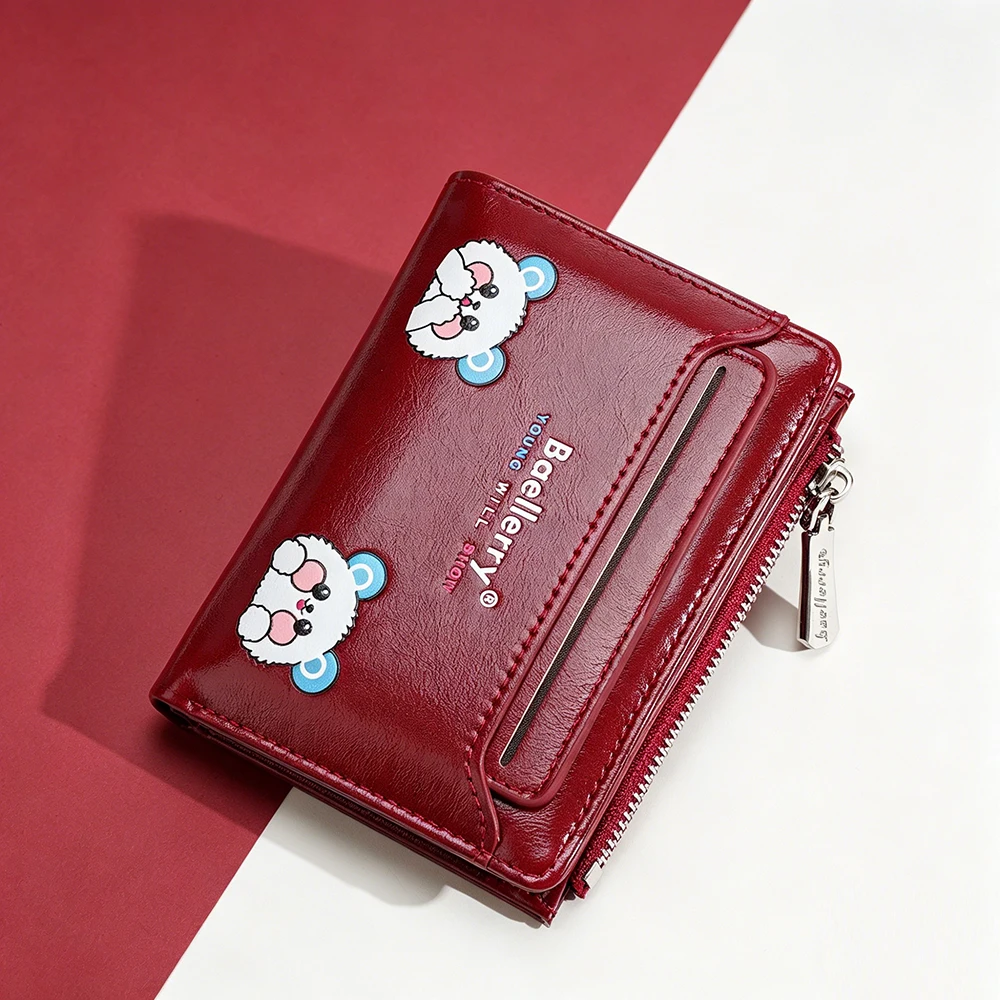

New Short Women Wallets High Quality Simple Card Holder Zipper Female Coin Purses Cute Cartoon Bear Wallet For Girls