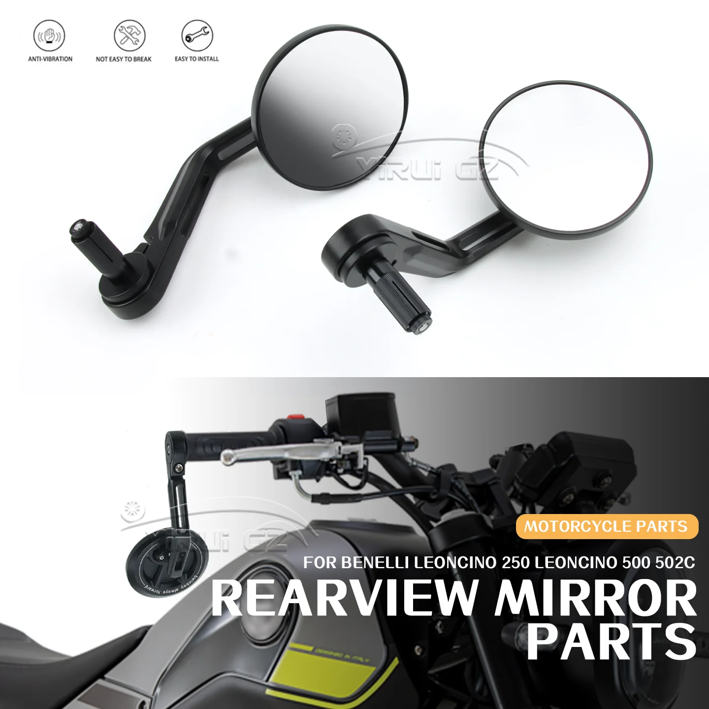 For Benelli Leoncino250 Leoncino250 Leoncino 500 502C Motorcycle Rearview Handlebar Rearview Mirror Retro Handlebars Side Mirror