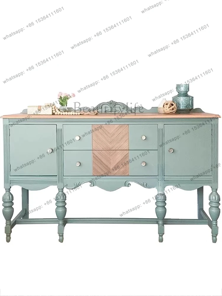 French neoclassical entrance decorative cabinet American retro solid wood carving storage side cabinet