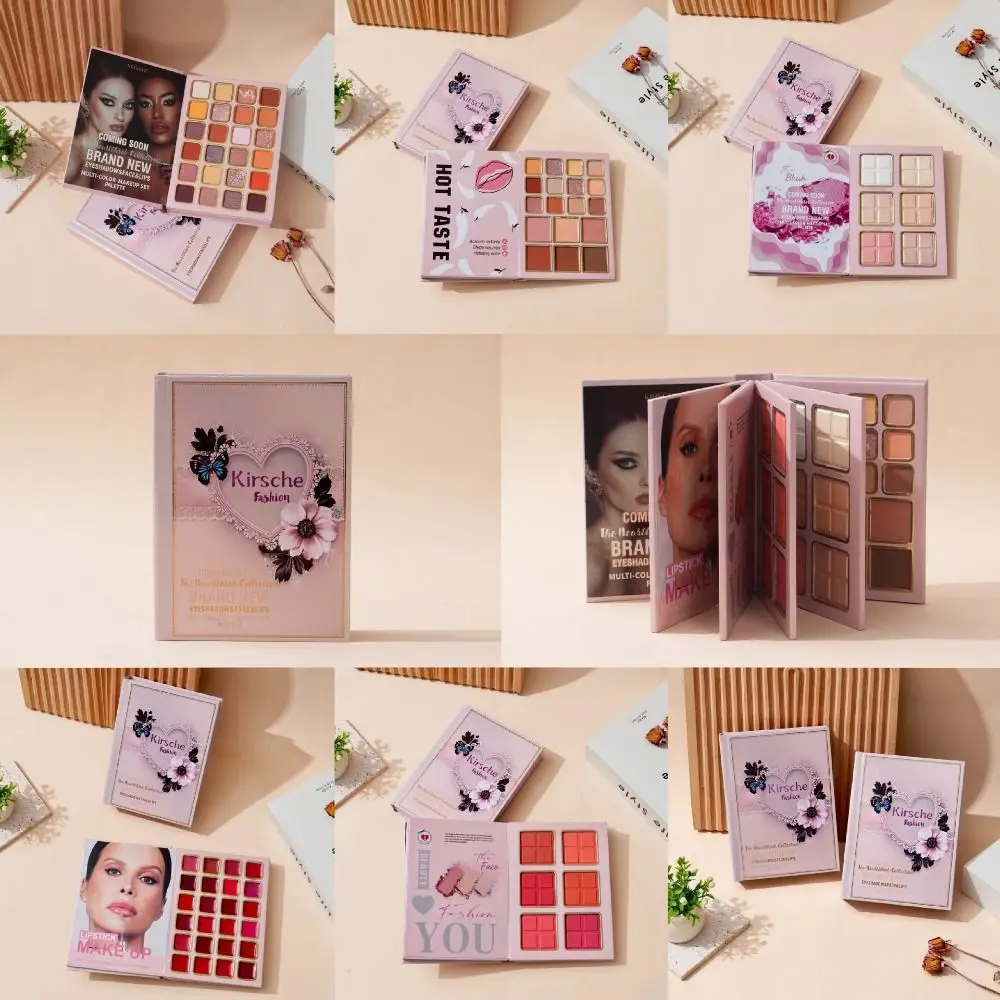 Tavolozza di ombretti pieghevoli a 5 strati Tavolozza di ombretti portatile a forma di libro Fard in polvere Kit di trucco per libri di bellezza impermeabile Occhi