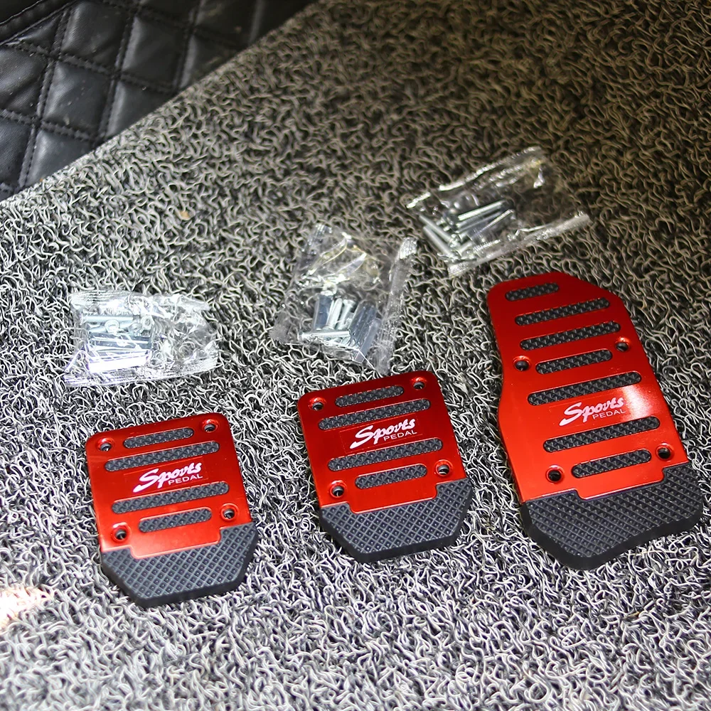 2/3pcs/set Universal Non Slip Aluminum Car Pedal Cover Set For Brake Accelerator