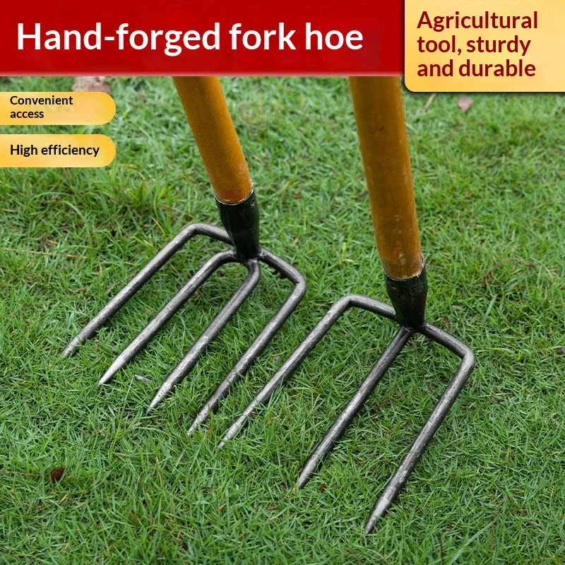 Steel Multi Toothed Rake for Household Use Hooked Design for Weeding Sweet Potato Peanut Plowing - Gardening Tool