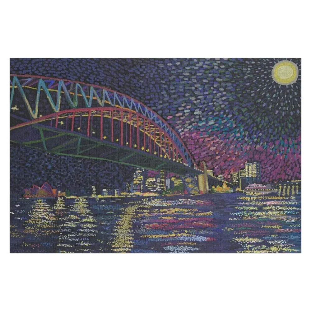 

Sydney Harbour Bridge Night Vivid Jigsaw Puzzle Wood Adults Wooden Decor Paintings Custom Name Child Toy Baby Toy Puzzle