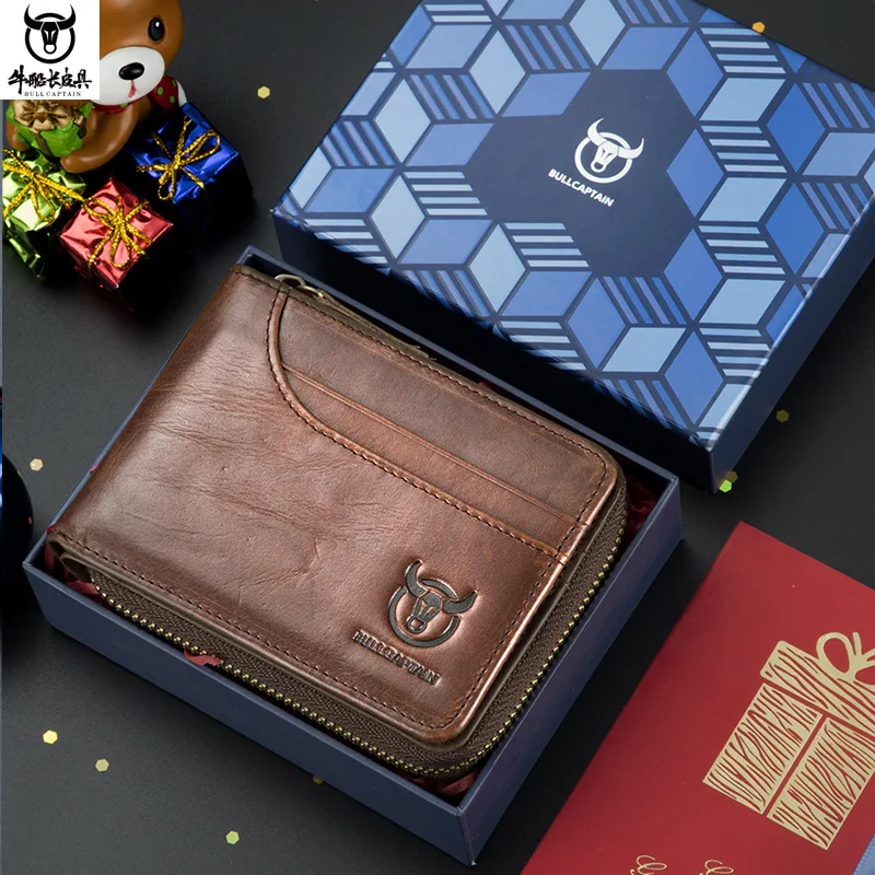 

The Best Birthday Gift for Lover or MEN Fashion Genuine Leather Short Style Soft Cow Leather Card Dollar Clip Coin Purse Wallet