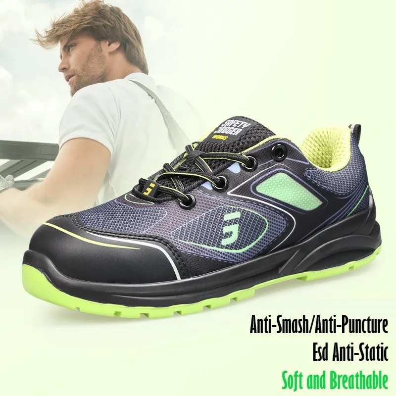 Lightweight Labor Safety Shoes Breathable Mesh Anti-Smashing Anti-Piercing ESD Anti-Static Anti-Slip Light Comfortable