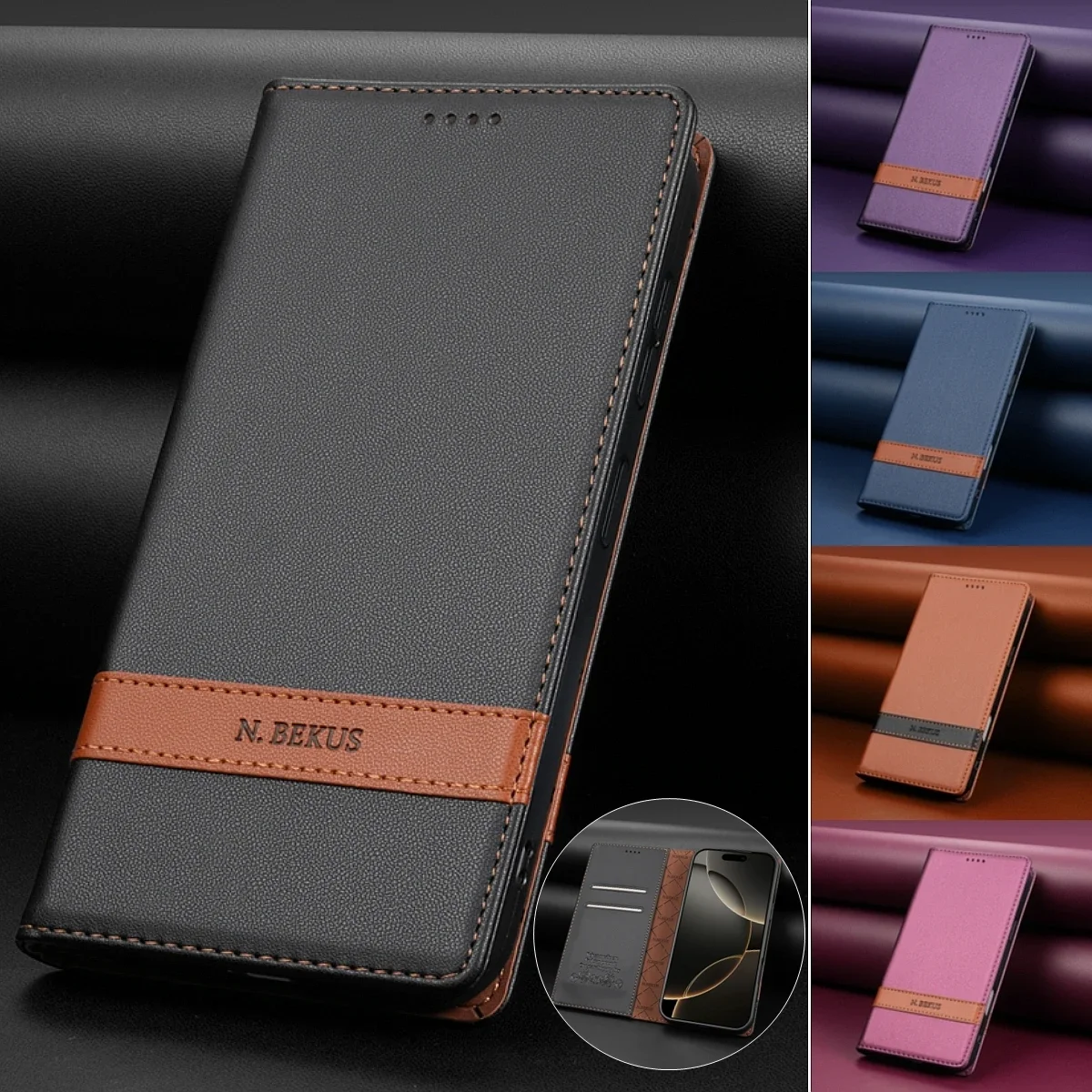 Magnetische Leder-Handyhülle für iPhone 18 17 Pro Max 16 15 Plus 14 13 12 11 Pro XS Max XR X 16E 17E Flip Wallet Kartenhülle