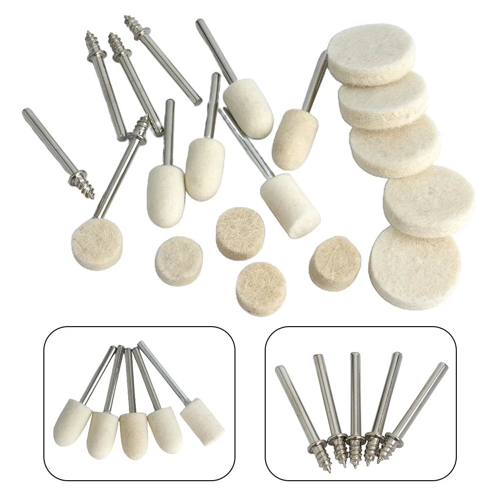 

129pcs Wool Felt Polishing Kit for 3mm Shank Rotary Tool for Metal Wood with Various Wheel Shapes and Connectors