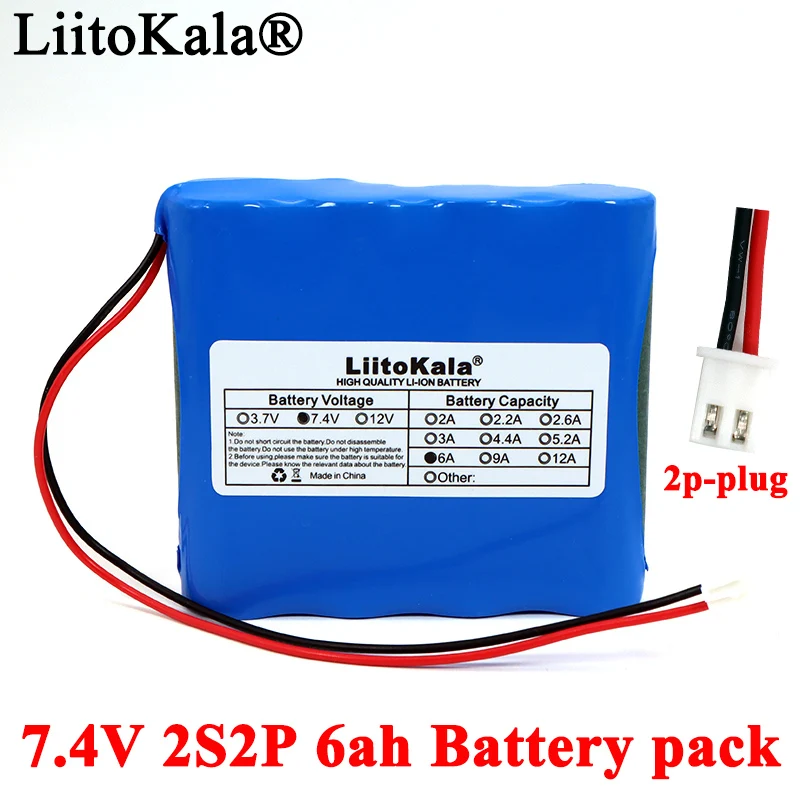 

Liitokala 7.4v 18650 bateria de lítio 2s2p 6ah pesca led luz alto-falante bluetooth 8.4v baterias de emergência diy com pwb