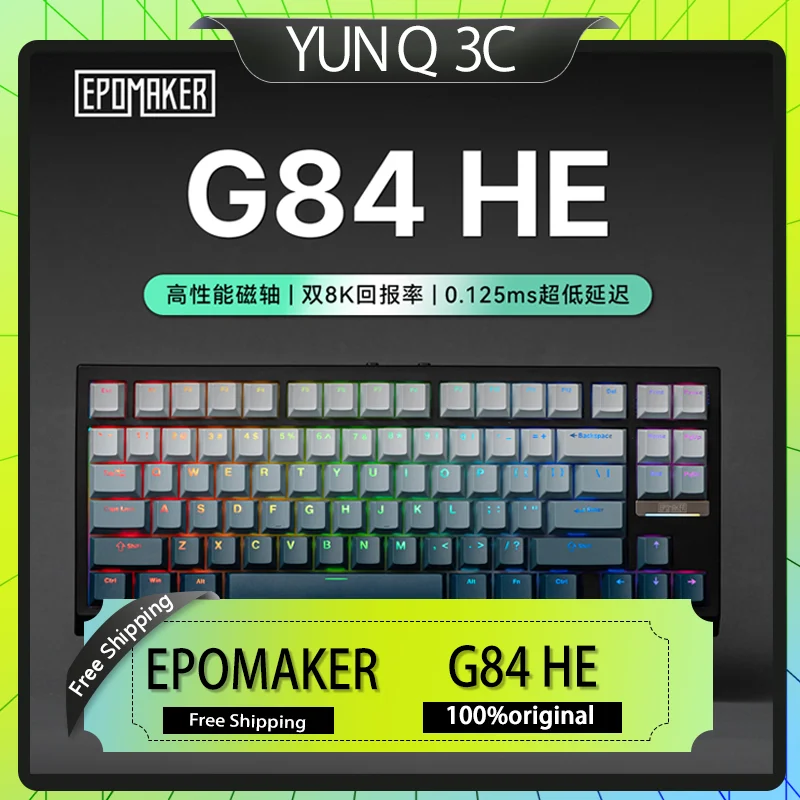 

EPOMAKER G84 HE Магнитная ось для киберспорта Беспроводная клавиатура для экзамена на третьих условиях Индивидуальная игровая клавиатура RT Hot Plug