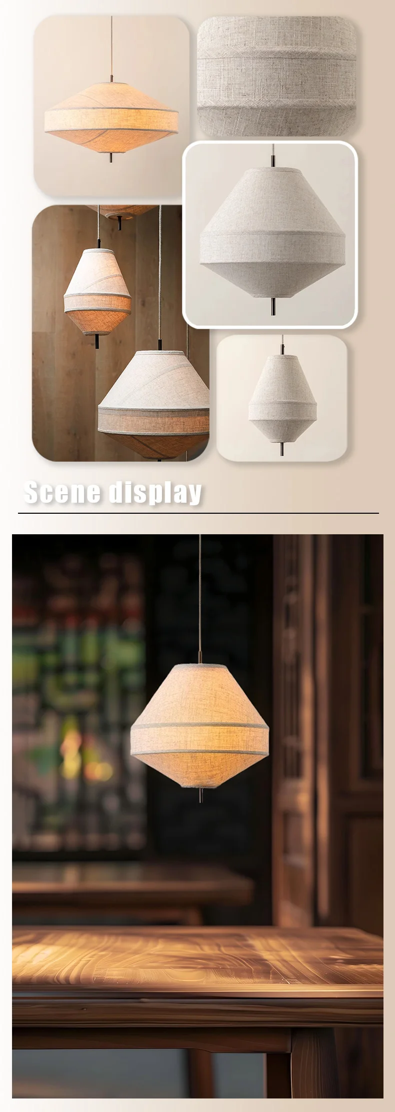 Japanese Wabi Sabi Fabric Pendant Light image 2