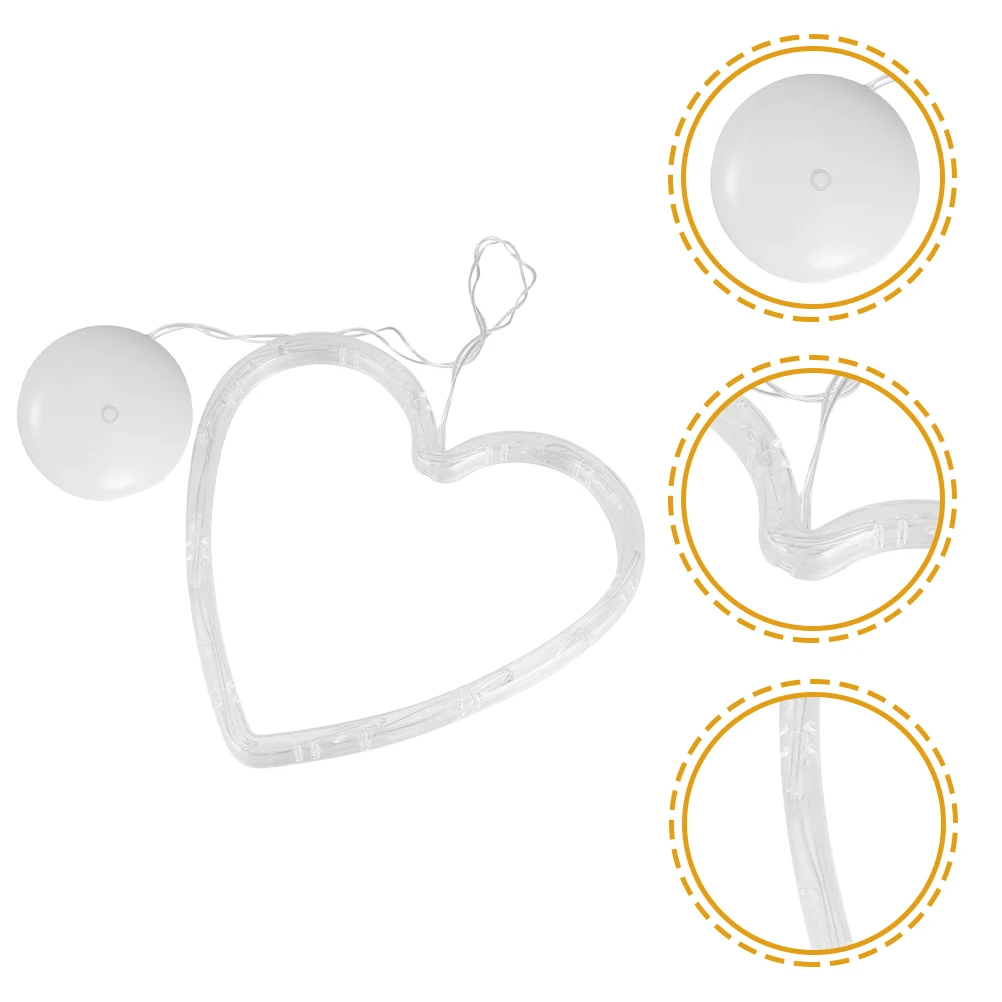

6 Pcs Suction Cup LED Lights Copper Wire Heart Ch Operated Christmas Decorations Window Hanging Party Wedding