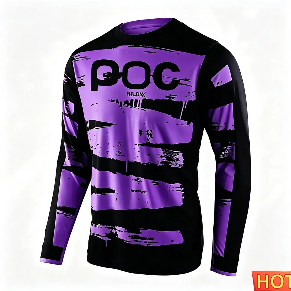 Unisex 3D All Over Mountain Bike Long Sleeve Jersey Black Fluorescent Green Brush Stroke Print MTB Off-road Cycling Sports Tops view 5