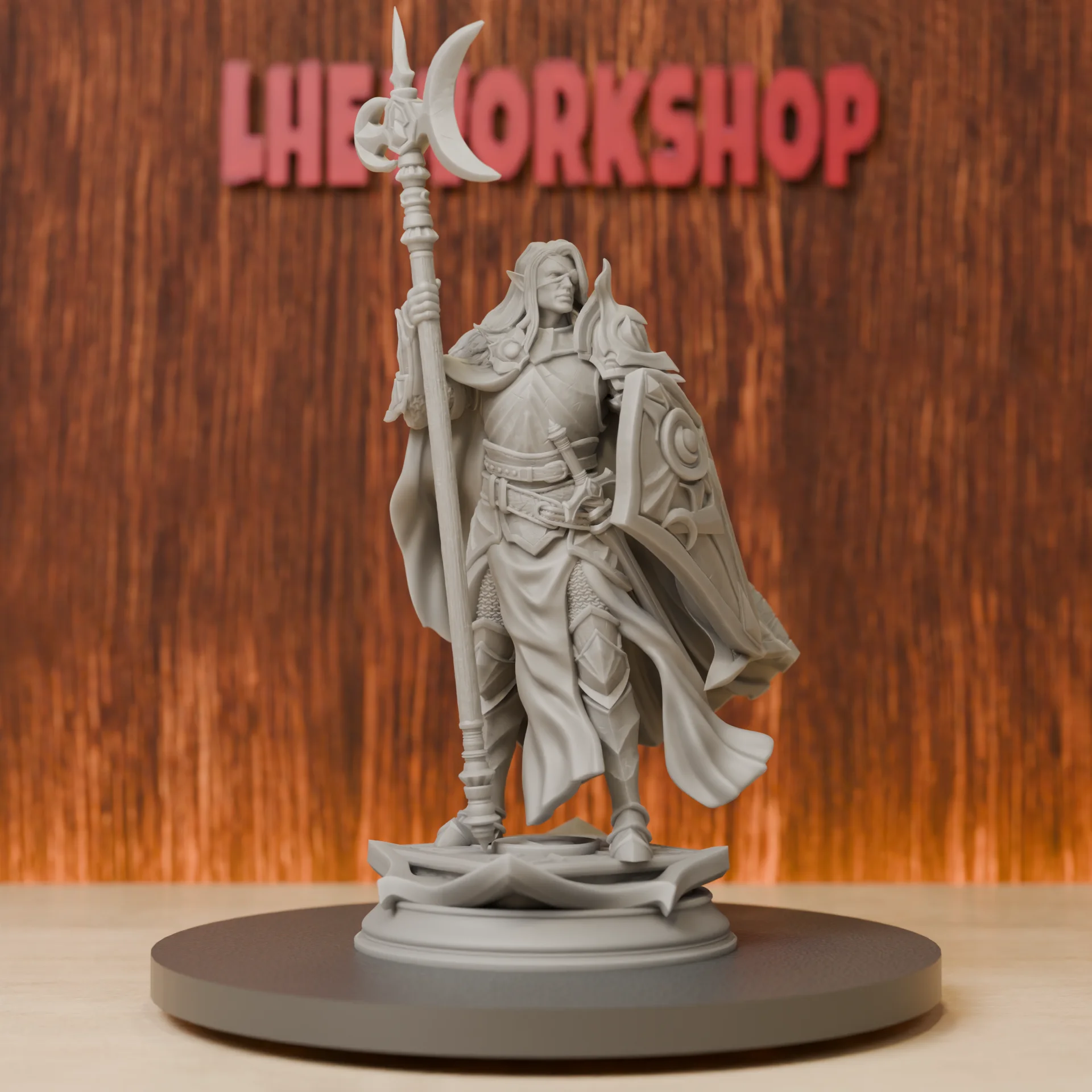 Drow Knight of the Moon Miniatures | 28mm-75mm | Resin 3D Printed DND Pathfinder Mini | Unpainted Grey