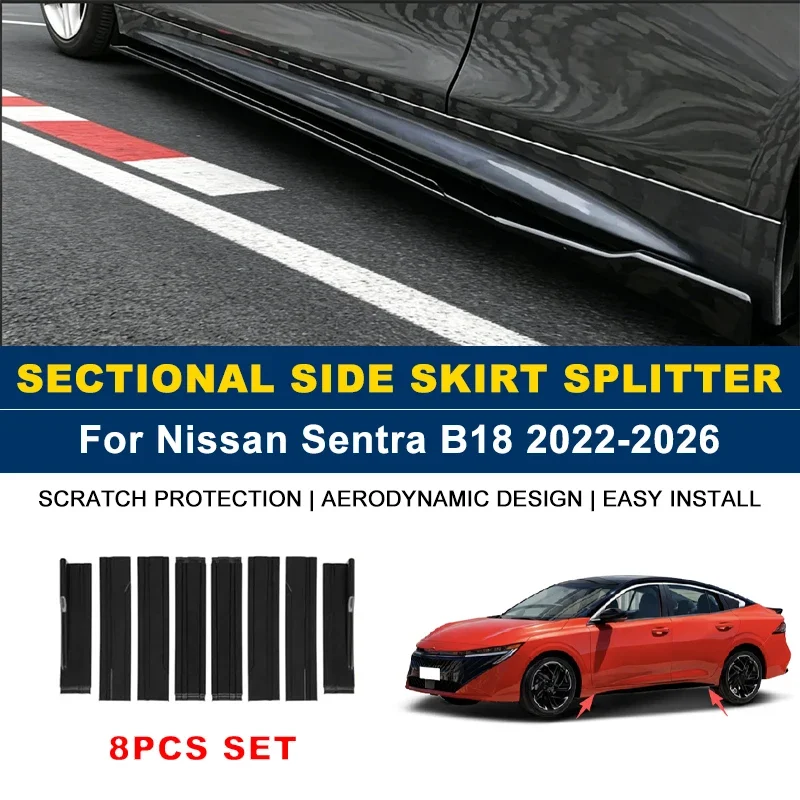 

2m Sectional Side Skirt Extension Lips Side Spoiler, Car Exterior Modified Upgrade Kit For Nissan Sentra B18 2022-2026 2023 2024