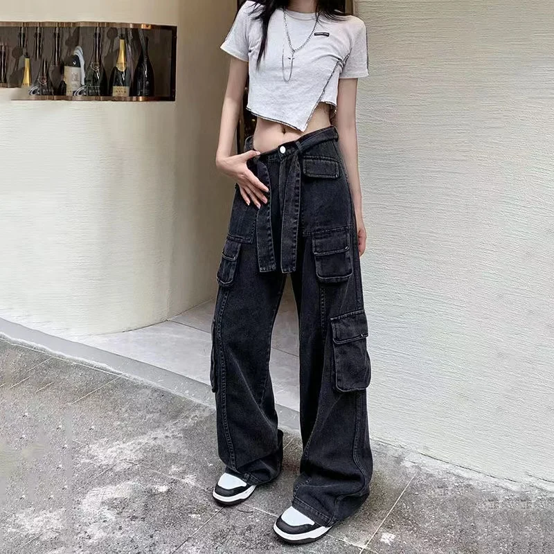 Casual Cargo Pants Low Waist Vintage Loose Streetwear Baggy Jeans Women Oversized High Street Sexy Y2K Straight Trousers Woman