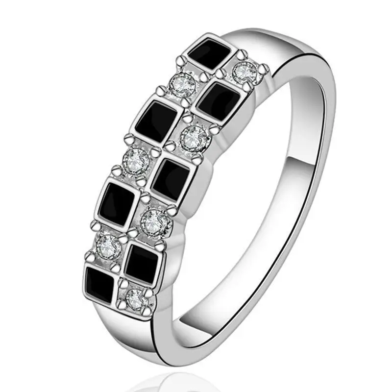 

New Free Shipping Silver 925 Sterling Silver Jewelry Fashion Classic Crystal Couple Rings