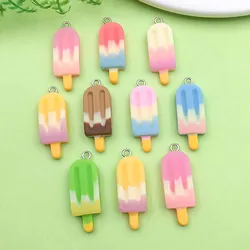 10pcs 11*32mm Colorful Imitation Food Ice Cream Popsicle Charms Resin Pendants for DIY Bracelet Necklace Jewelry Making Accessor