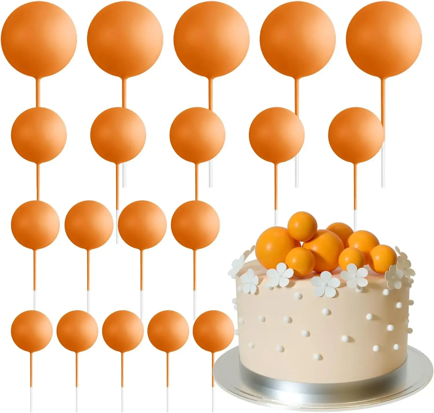 20-teilige Mini-Ballon-Kuchenaufsatz-Dekorationen mit goldenen Kugelpicks – festliche Kuchendekoration für Feiern