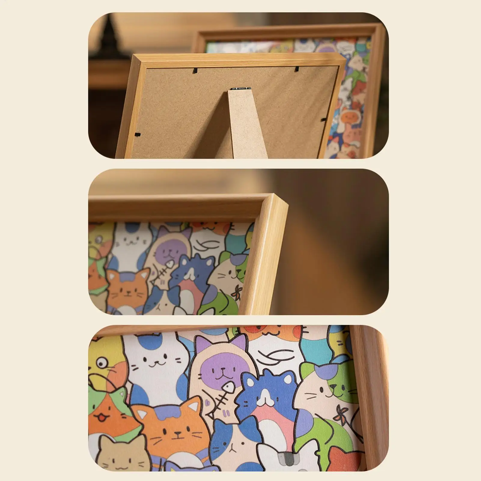 Rompecabezas para adultos, rompecabezas de madera 2 en 1 con diseño de gato animal coleccionable, marco de fotos para adultos, mujeres, niños, niñas y jóvenes