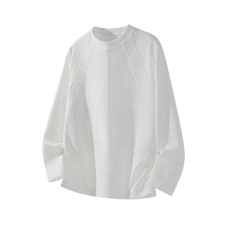 Mens Casual Crew Neck Knit Sweater Long Sleeve Vertical Texture Raglan Sleeve Soft Fabric For All Season Layering view 5
