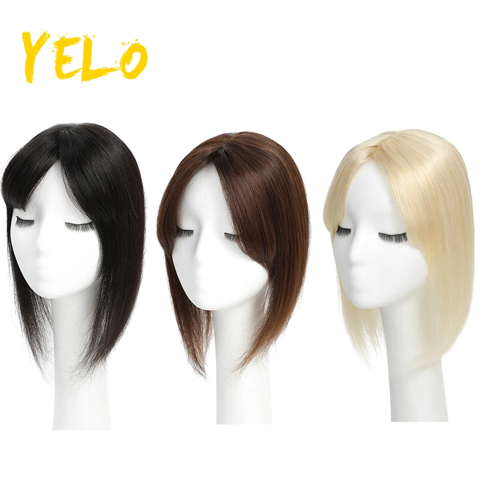 Straight Human Hair Topper Natural Color In Virgin European Hair Silk Top Hair Pieces For Women Breathable Skin Base 12*13 Cm
