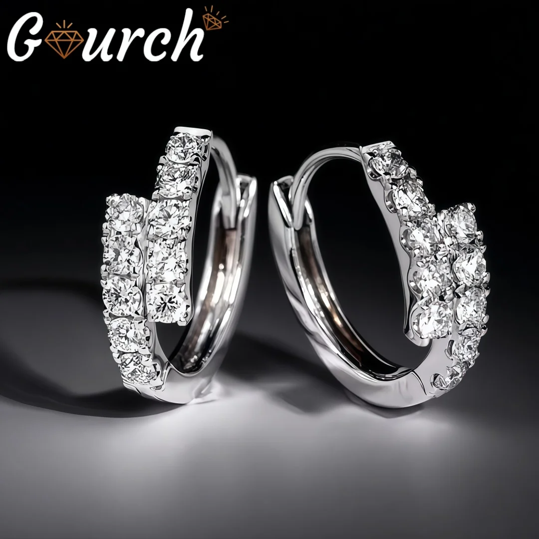 

Серьги с муассанитом Gourch, четыре когтя D, цвет, стерлинговое серебро 925 пробы, высокое качество для женщин, подарок на день Святого Валентина, роскошные ювелирные изделия