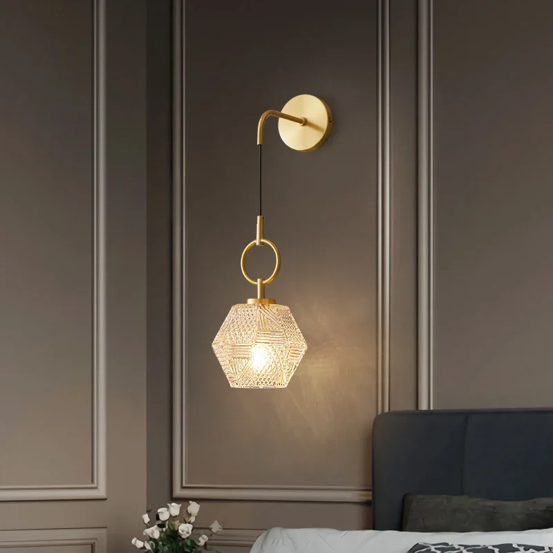 OUFULA Modern Copper Wall Sconce Lighting LED Gold Brass Beside Lamp Classic Creative Decor for Home Bedroom Corridor