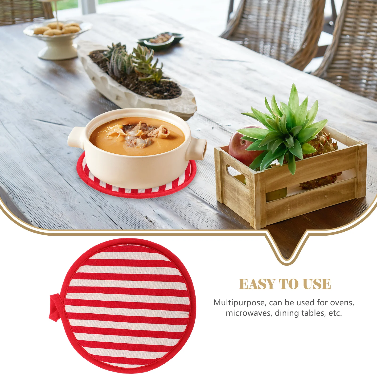 

Round Insulation Pads Sturdy Pot Holder Cotton Mat Oven Tabletop Hot Dish Pad Reusable Placemat Kitchen Wok Mat Non Slip