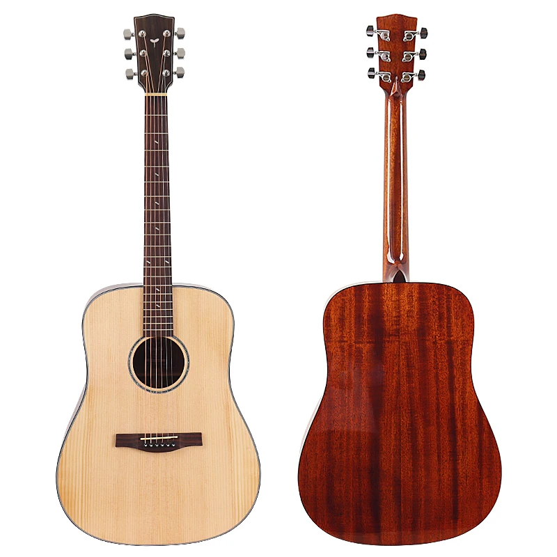 Solid Wood Top 41 Inch Acoustic Guitar 6 Strings Folk Guitar High Gloss Sapele Body Music Instruments Fast Deliver