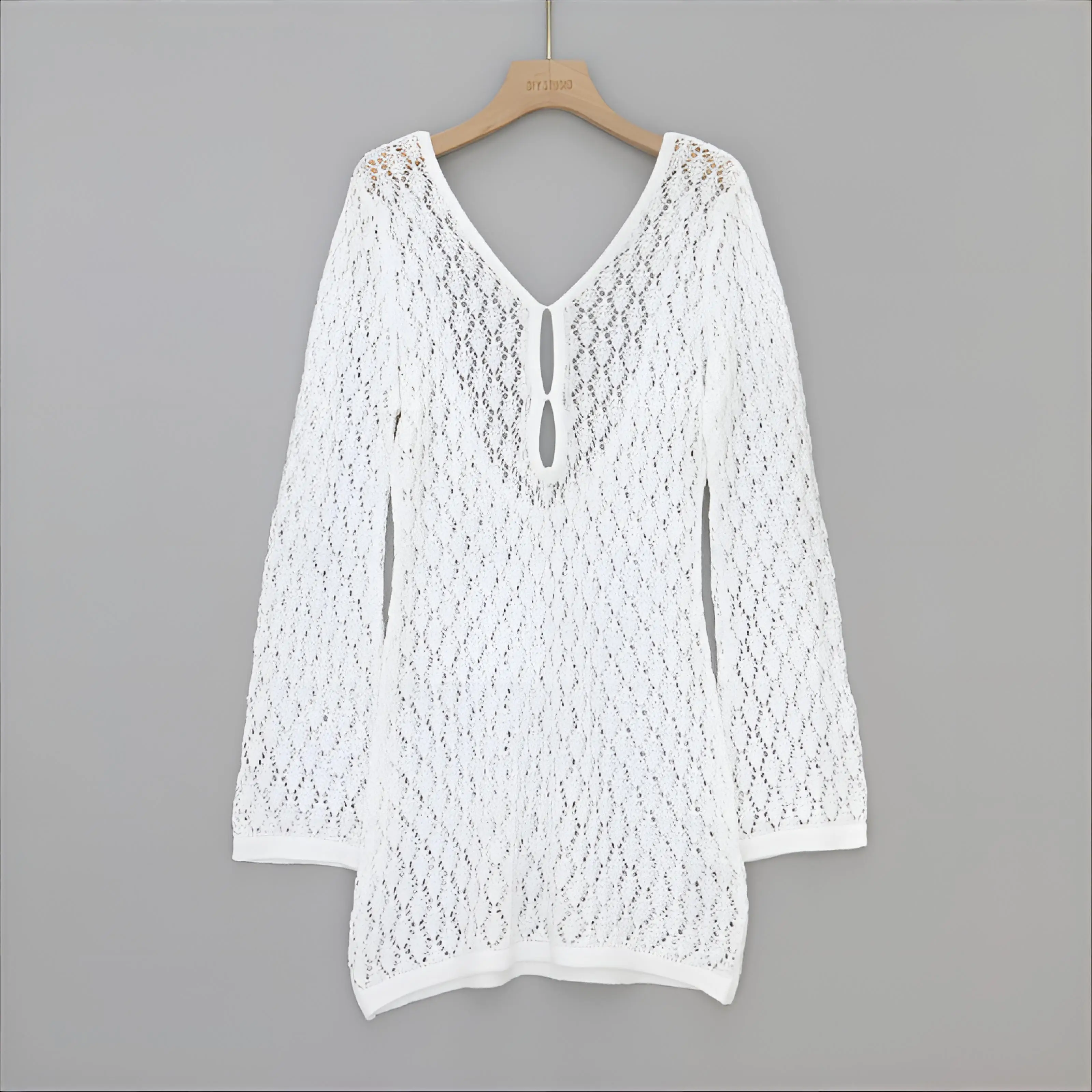 カバーアップ水着女性用クロスクリスタルサロングモロッコ風蝶柄外出用透かし彫りビーチ風調節可能リゾートゆったりGF