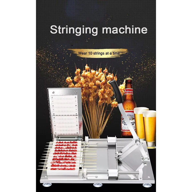 

Doner Kebab Meat Wear String Machine Manual Satay Skewer Machine BBQ Stainless Steel Mutton Kebab Lamb Skewer Tools