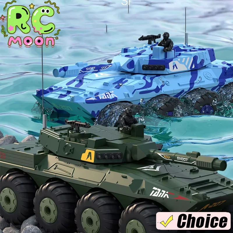 

Remote Control Waterways Amphibious Armored Vehicle Waterproof Fun Large 2.4G Sturdy Electric Tank Toy Model Boys Gifts