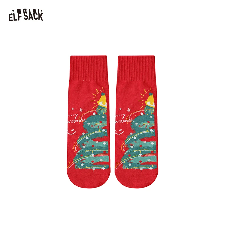 

ELFSACK 2025 Winter New Arrivals Cute Christmas Letter Graphic Ankle Socks For Women