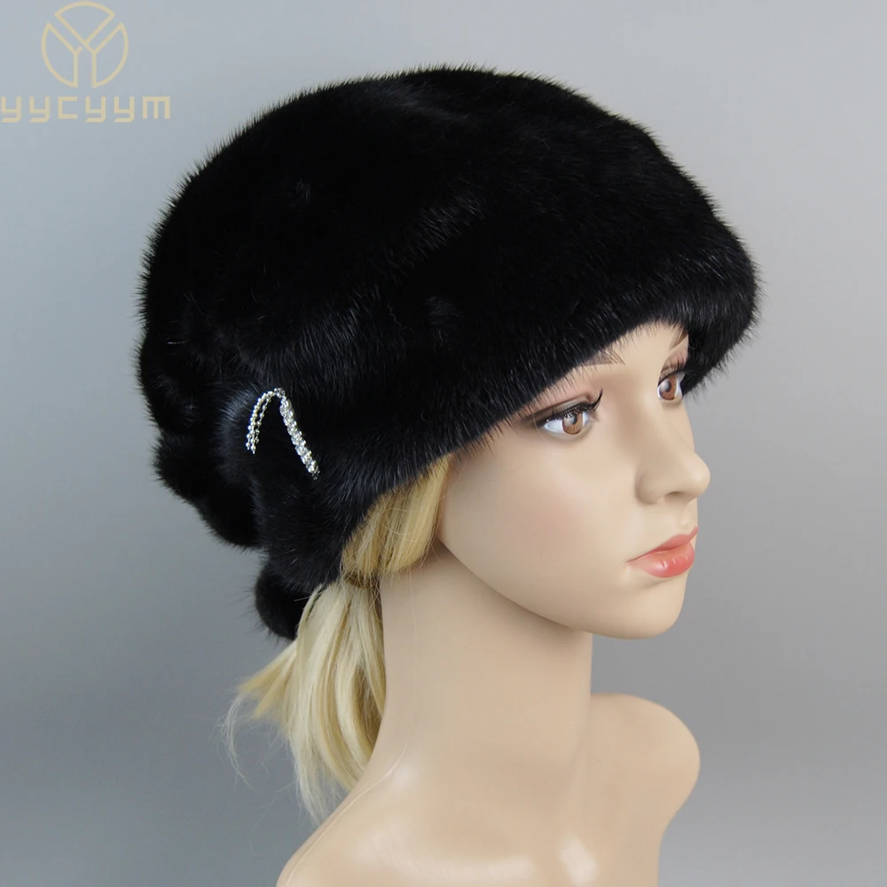 

Russian Fur Hat Winter Warm Natural Mink Fur Hats for Women Classic Luxury Caps Earflap Christmas Hat Luxury Lady Real Mink Hat