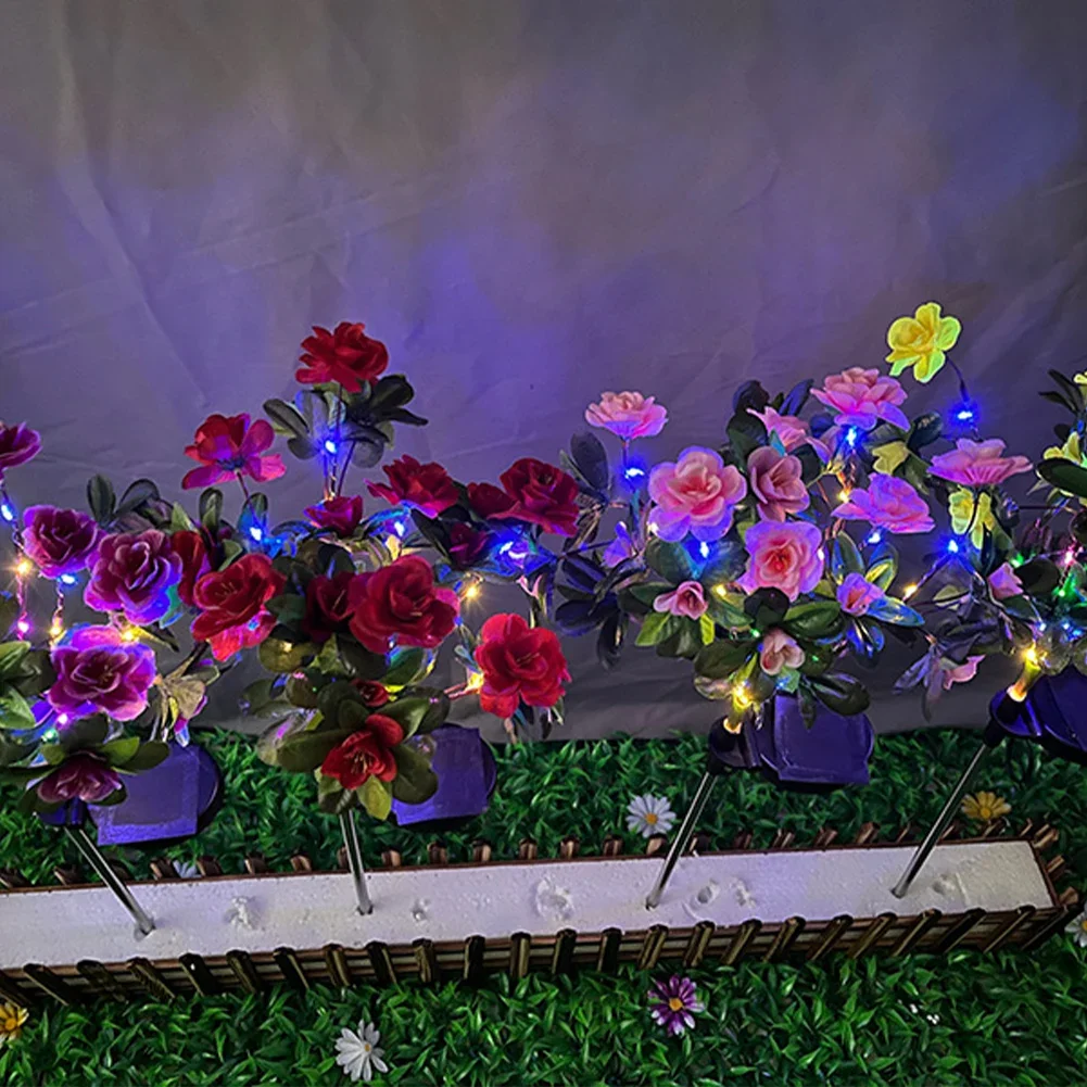 Lampes solaires à fleurs, 2 pièces, 42 ampoules LED de couleur, 2V, 300mAh, éclairage extérieur étanche, fournitures de fête Festive