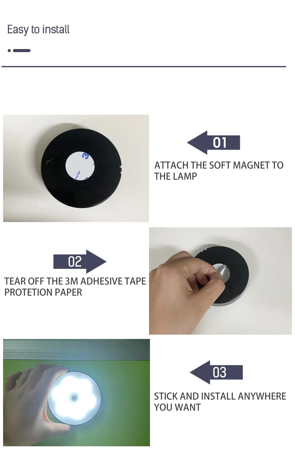 Night Light LED With PIR Motion Sensor Rechargeable USB Kitchen Cabinet RGB Lamp For Bedroom Room New Year Decoration